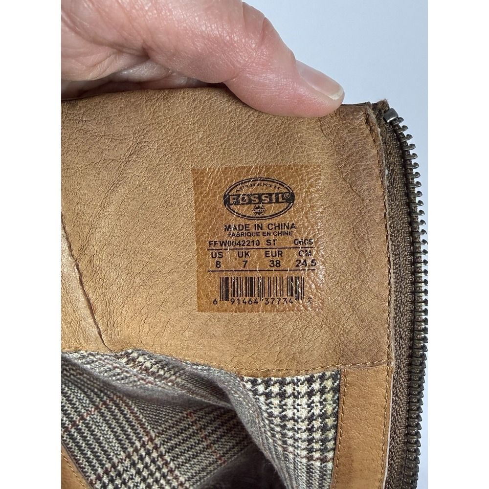 Fossil Tall Leather Riding Boots Brown Zip Classic Knee Western Academia Women 8 - Picture 14 of 16